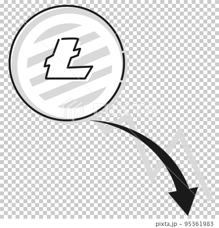 Cryptocurrency Litecoin (LTC) and a falling chart (black and white) Cryptocurrency Litecoin (LTC) and a falling chart (black and white) 95361983