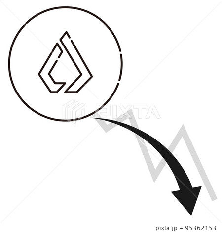 仮想通貨リスク(LSK)と下降するチャート(白黒) 仮想通貨リスク(LSK)と下降するチャート(白黒) 95362153