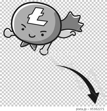 加密貨幣萊特幣(LTC)英雄插圖和降序圖(黑白) 加密貨幣萊特幣(LTC)英雄插圖和降序圖(黑白) 95362271