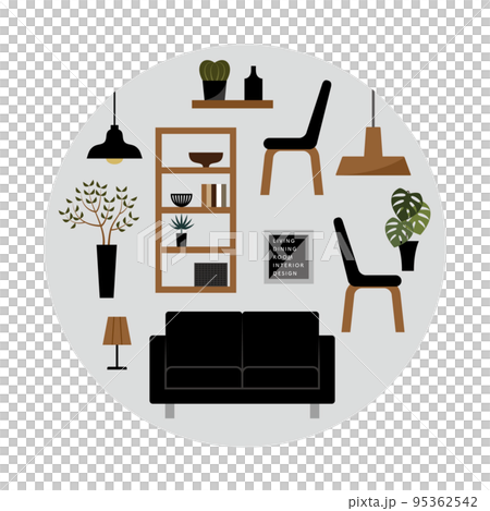 円形にまとめた家具のイラスト 円形にまとめた家具のイラスト 95362542