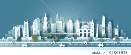 Illustration travel landmarks architecture monument in Panama city famous downtown. 95363933