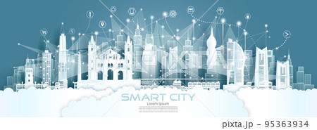Technology wireless network communication smart city travel architecture in Panama. 95363934