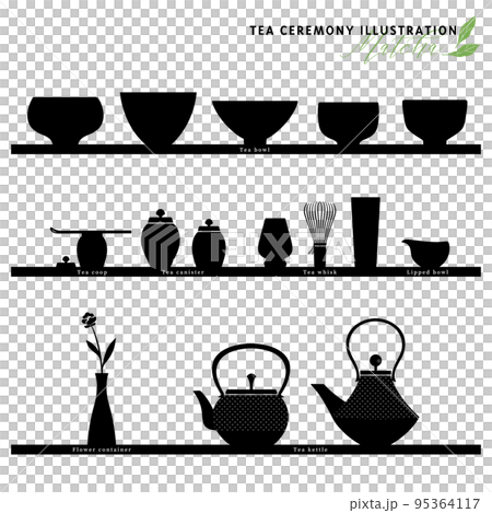 茶具的剪影插圖-1 95364117
