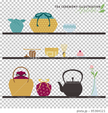 茶具的彩色插圖 95364121