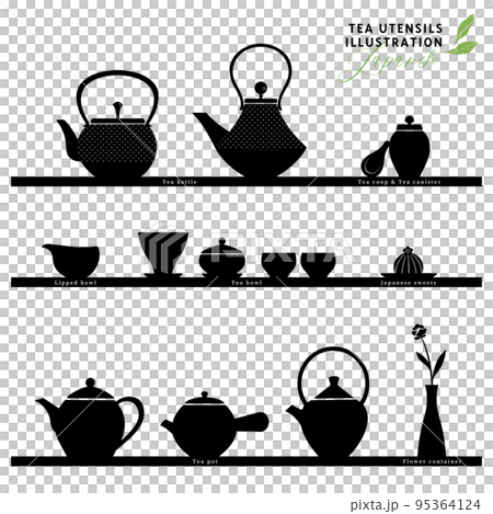 Silhouette illustration of tea utensils-2 95364124