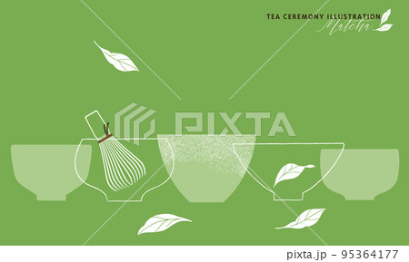 抹茶と茶道具のイメージイラスト-3 95364177