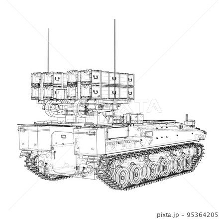 Military track missle system. Vector Military track missle system. Vector 95364205
