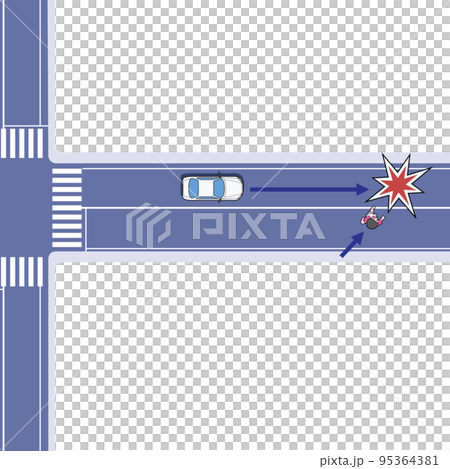 Contact a pedestrian crossing away from the crosswalk 95364381