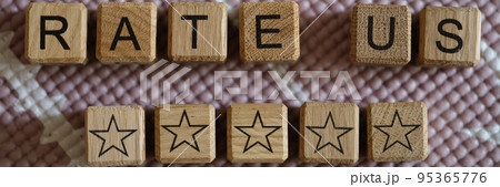 Rate us text and empty stars of customer recommendation Rate us text and empty stars of customer recommendation 95365776