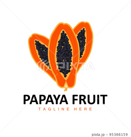 Papaya Logo Design, Vitamin Fruit Vector, Fruit Product Brand Illustration Icon Papaya Logo Design, Vitamin Fruit Vector, Fruit Product Brand Illustration Icon 95366159