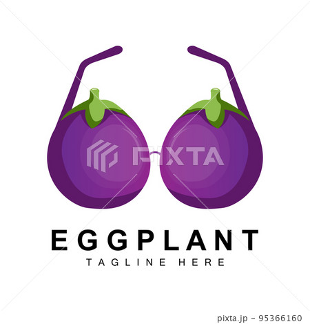 Eggplant Logo Design, Vegetables Illustration Purple Vegetable Plantation Vector, Product Brand Icon Template 95366160
