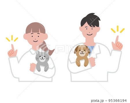 指差しをする獣医のイラスト 95366194