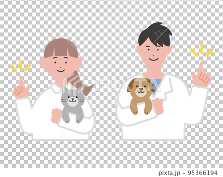 指差しをする獣医のイラスト 95366194