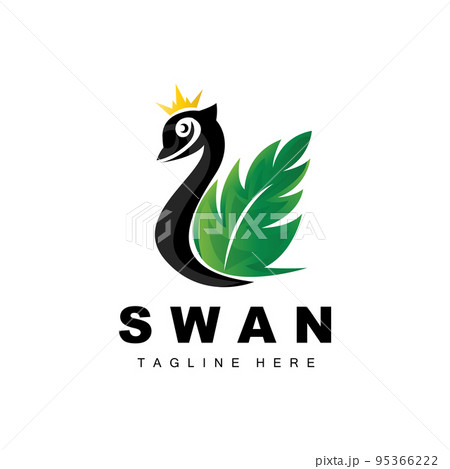 Swan Logo Design, Duck Animal Illustration, Company Brand Template Vector 95366222