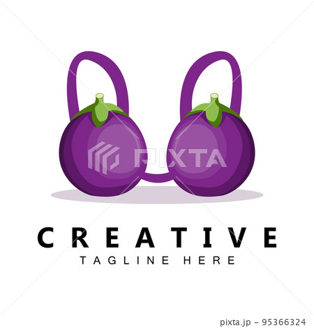 Eggplant Logo Design, Vegetables Illustration Purple Vegetable Plantation Vector, Product Brand Icon Template 95366324