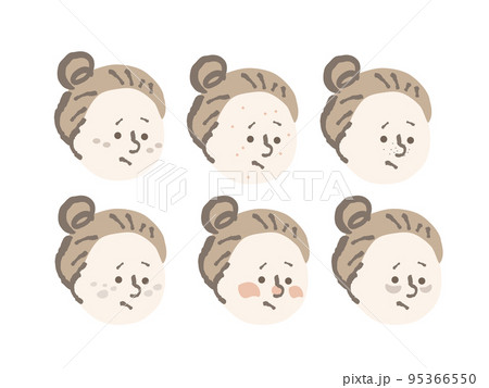 肌トラブル　女性　イラスト　セット 95366550