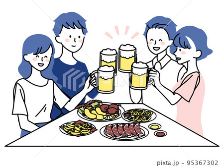 私服で飲み会をする男女 私服で飲み会をする男女 95367302