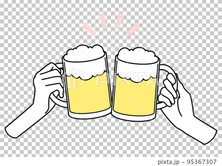 ビールで乾杯する手 95367307