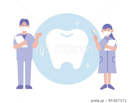 歯科衛生士と歯磨きのイラスト 95367371