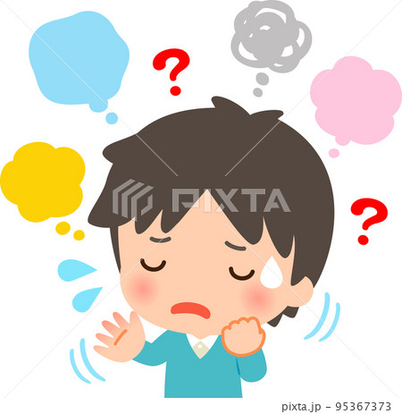 考えがまとまらない男性、考えすぎ 95367373