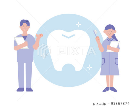 歯科衛生士と歯磨きのイラスト 95367374
