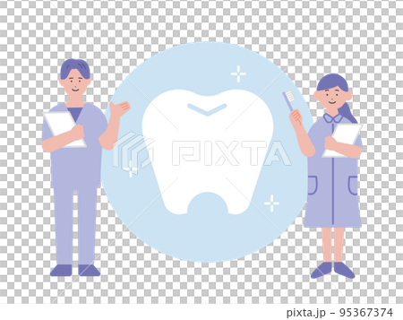 牙科保健員和牙膏的插圖 95367374