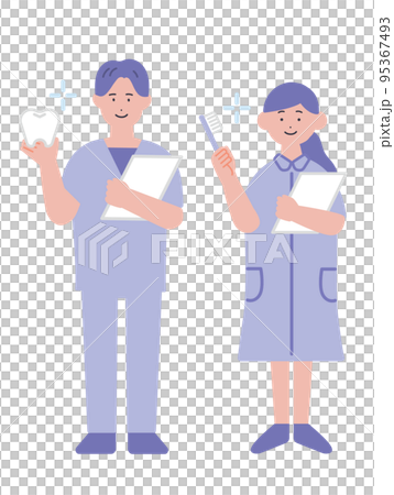 男性和女性牙科保健員的插圖 男性和女性牙科保健員的插圖 95367493