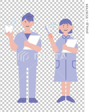 男性和女性牙科保健員的插圖 95367494