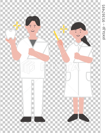 男性和女性牙科保健員的插圖 男性和女性牙科保健員的插圖 95367495