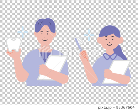 男性和女性牙科保健員的插圖 男性和女性牙科保健員的插圖 95367604