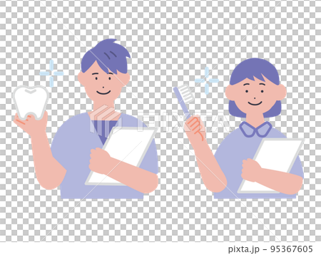 男性和女性牙科保健員的插圖 男性和女性牙科保健員的插圖 95367605