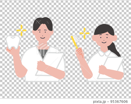 男性和女性牙科保健員的插圖 男性和女性牙科保健員的插圖 95367606