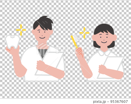 男性和女性牙科保健員的插圖 男性和女性牙科保健員的插圖 95367607