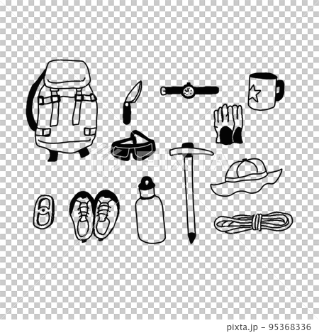 登山用品の線画ベクター 95368336