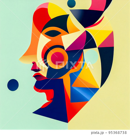 Abstract geometric face. Creative shapes design graphics with textured geometric shapes. Colorful geometric background. Abstract geometric face. Creative shapes design graphics with textured geometric shapes. Colorful geometric background. 95368738