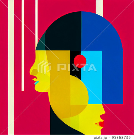 Abstract geometric face. Creative shapes design graphics with textured geometric shapes. Colorful geometric background. Abstract geometric face. Creative shapes design graphics with textured geometric shapes. Colorful geometric background. 95368739