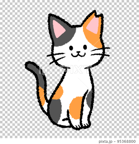 耳カットをされた雌の三毛猫 95368800