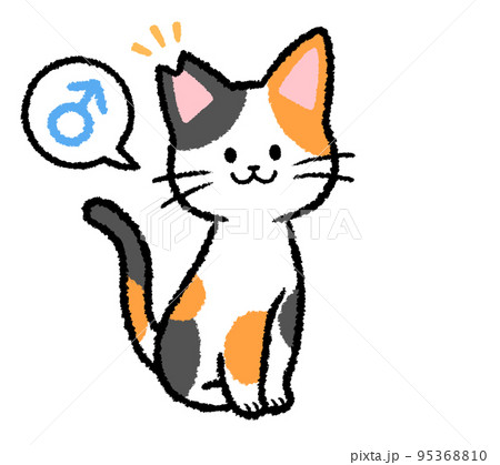 耳カットをされた雄の三毛猫 95368810