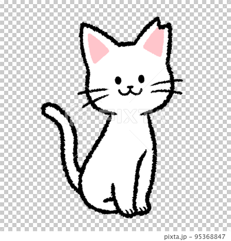 耳カットをされた雌の白猫 95368847