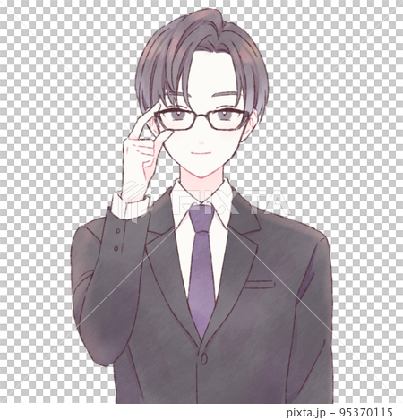 眼鏡をかけたスーツの男性のイラスト素材 [95370115] - PIXTA