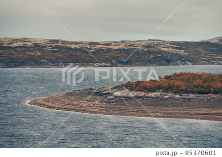 Tundra landscapes above Arctic circle in autumn season. 95370601