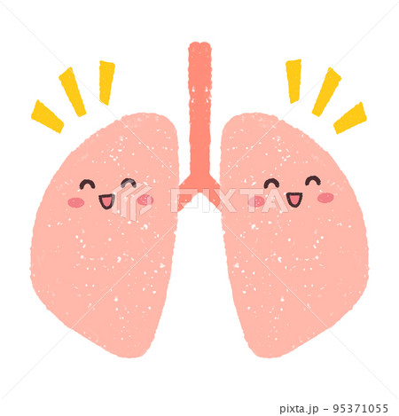 手描きのにっこり元気な肺のイラスト 95371055