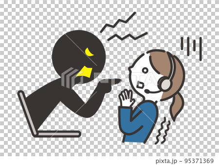 カスタマーハラスメントに合うオペレーターの女性 ／ カスハラ 95371369