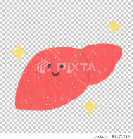 手描きの元気な肝臓のキャラクター 95371719
