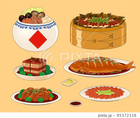 Traditional CNY dishes set 95372116