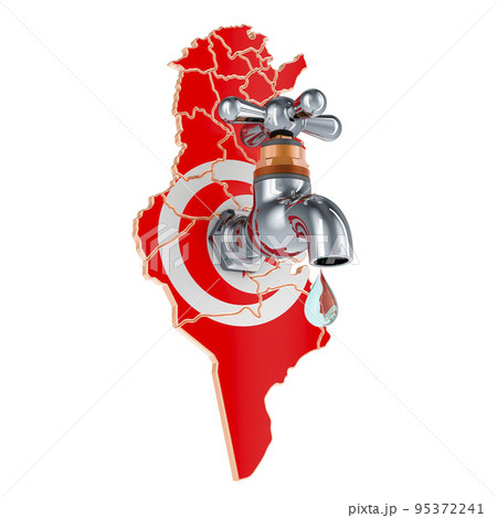 Water resources, drinking water of Tunisia concept, 3D rendering 95372241