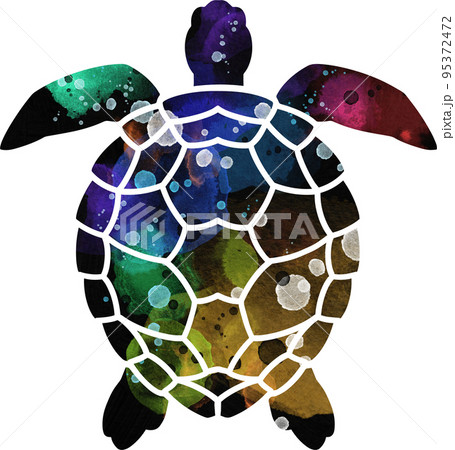 ウミガメのシルエットのイラスト 95372472