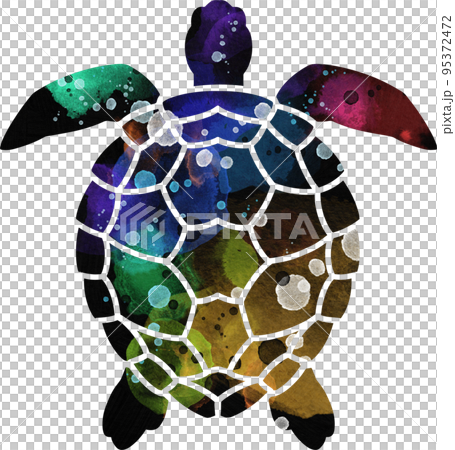 ウミガメのシルエットのイラスト 95372472