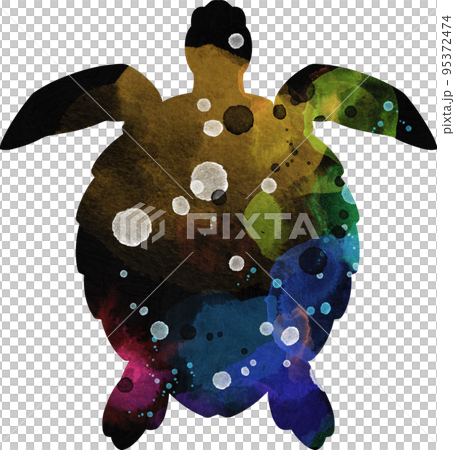 ウミガメのシルエットのイラスト 95372474