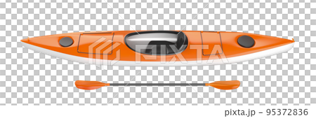 Orange kayak with paddle Orange kayak with paddle 95372836